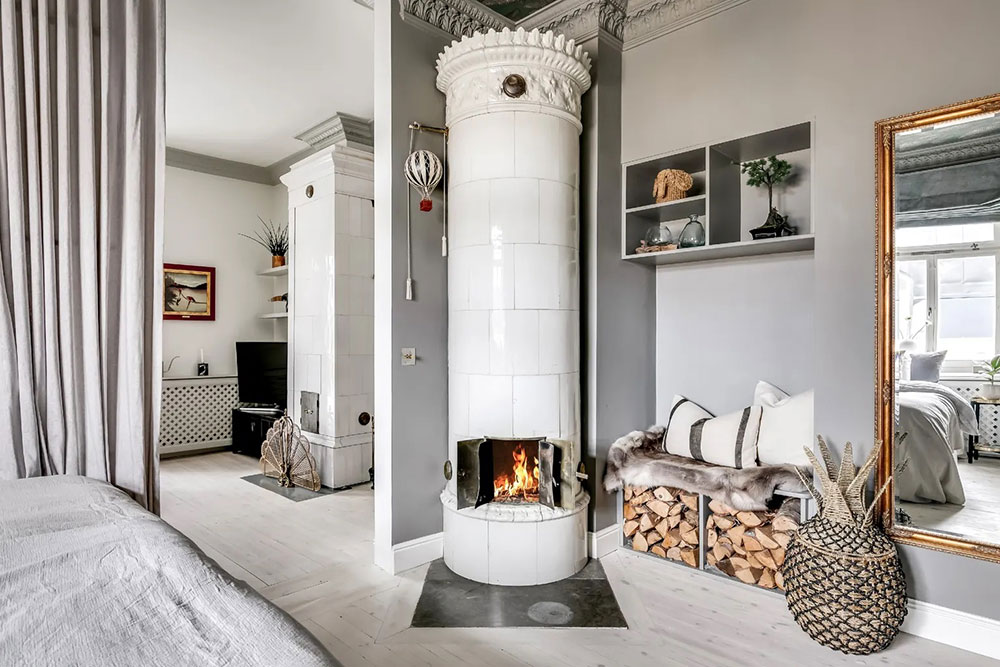 斯德哥尔摩 72 平米公寓，螺旋楼梯与玻璃隔间的完美结合-16