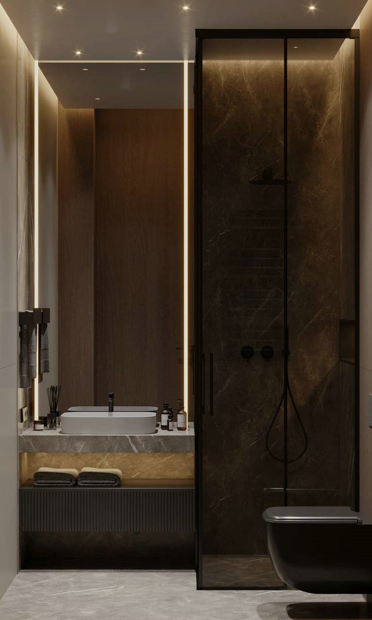 胡桃木与黄色打造的优雅空间-19