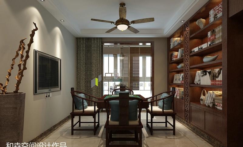 
聊城南苑新城别墅新中式风格装修设计案例 -5