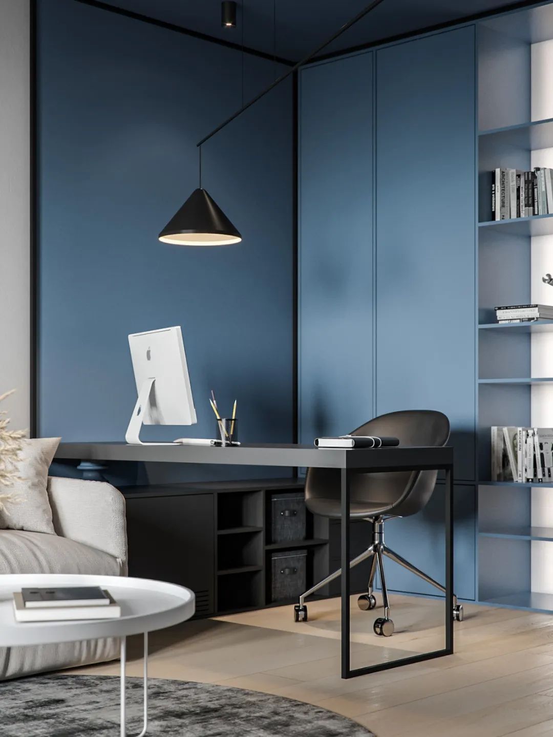 TSAUNYA 工作室现代住宅设计 | 灰木色系蓝色打造精致生活空间-28