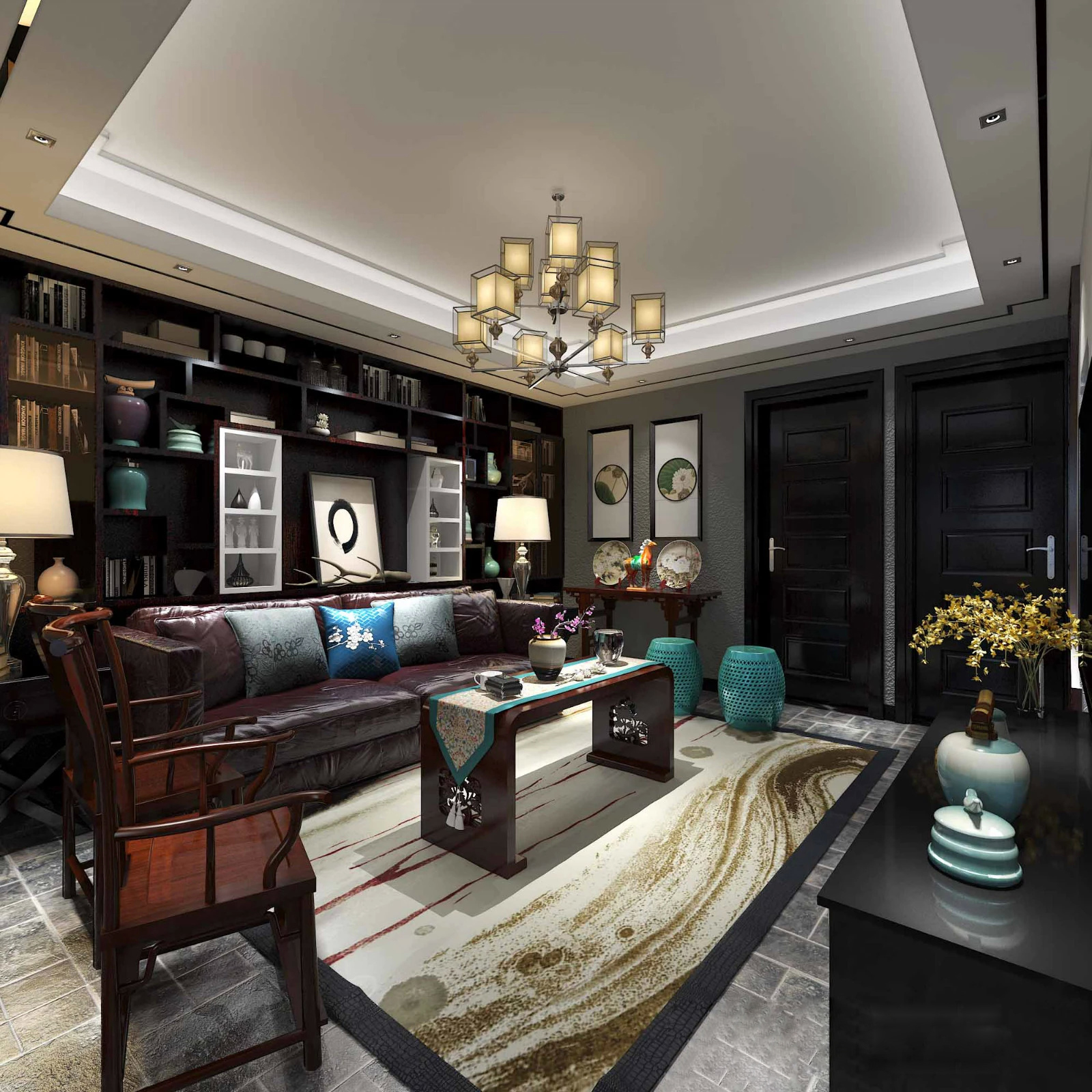 新中式 中式古典 奢华家装别墅样板房-12-2