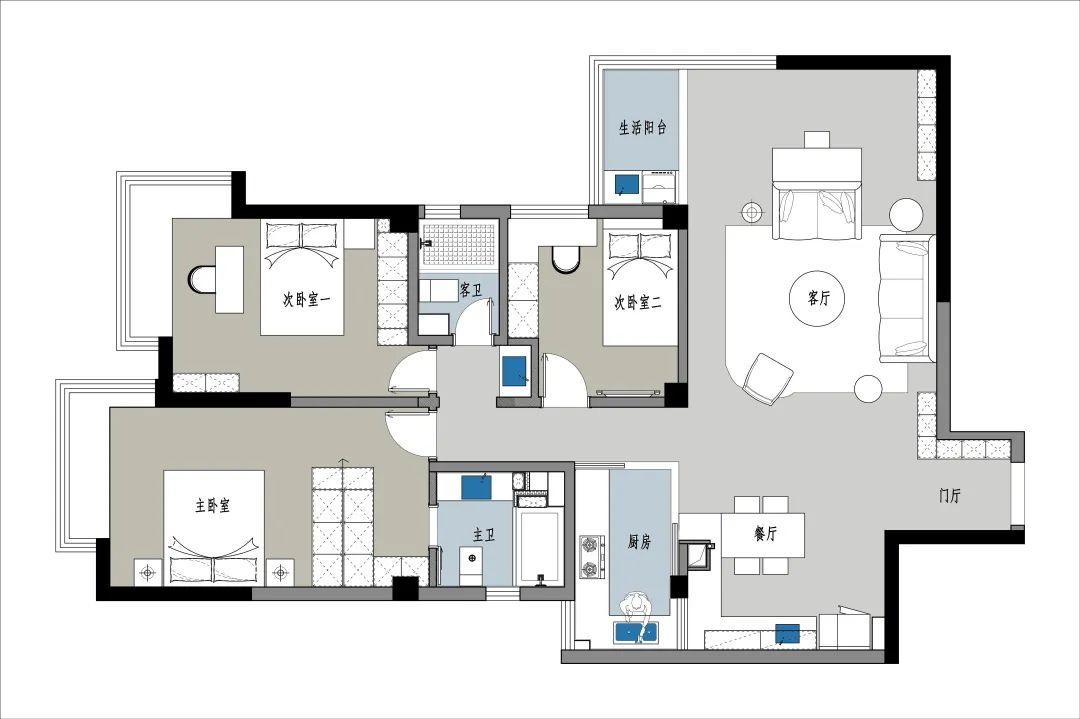 美式田园风格的三室两厅丨黄娟-10