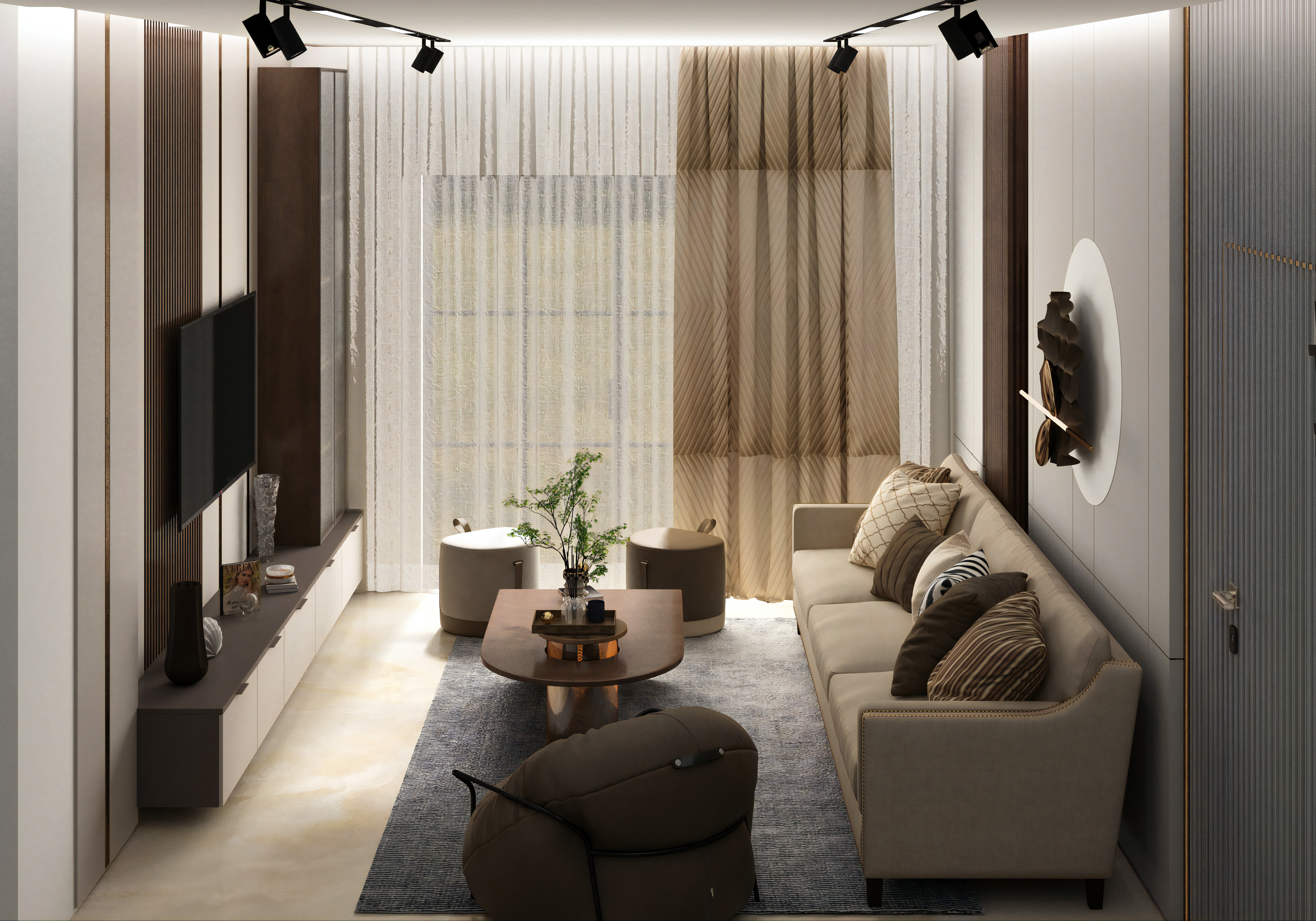 带美式厨房的客厅丨Egypt丨Israa Mahmoud Rayan-5