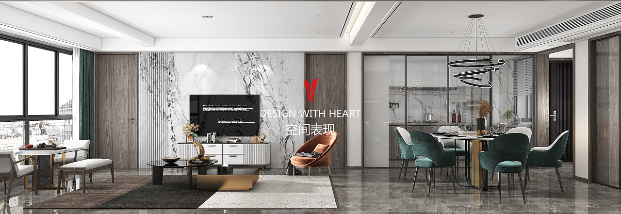 现代轻奢混搭家装设计 | V8 空间表现-1