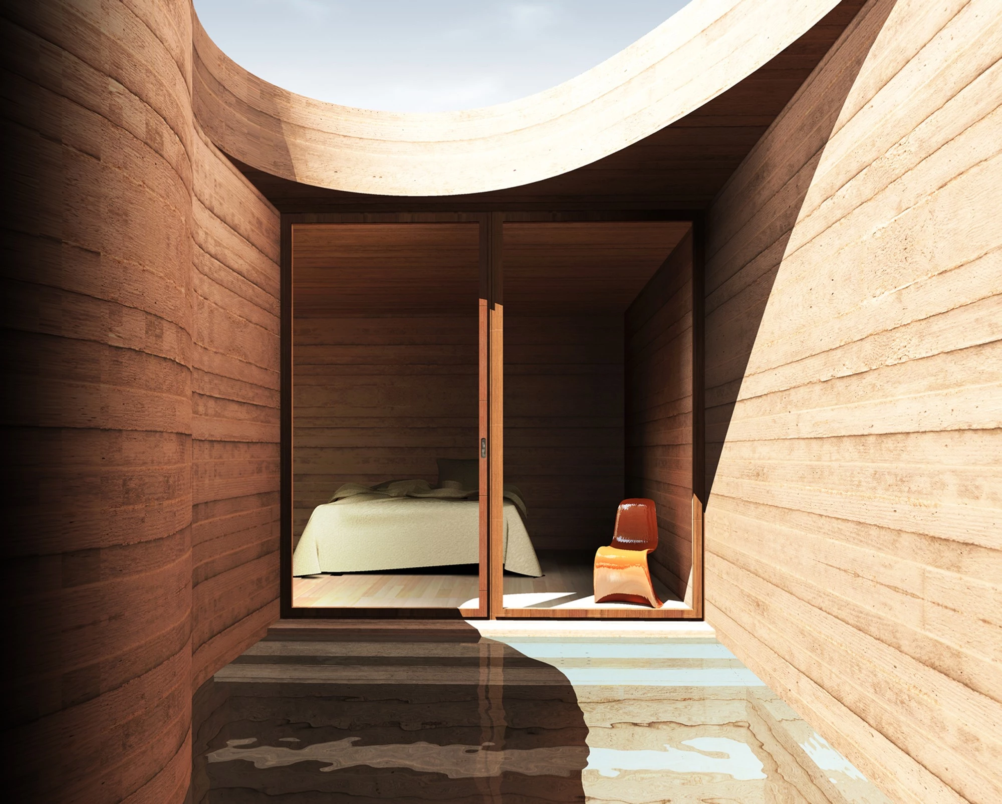 意大利 58 平米私密泳池小屋，双孔天窗引入自然光-10