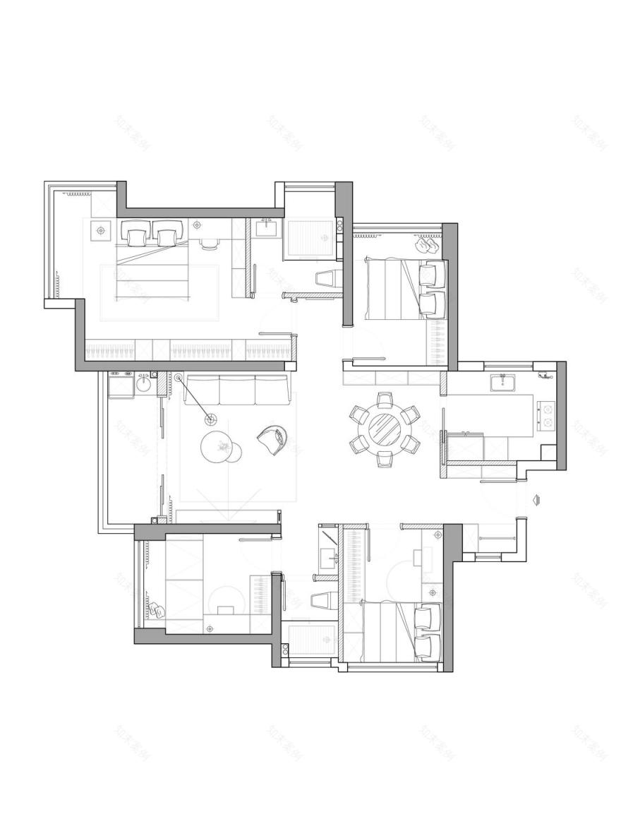 现代轻奢四室住宅-11