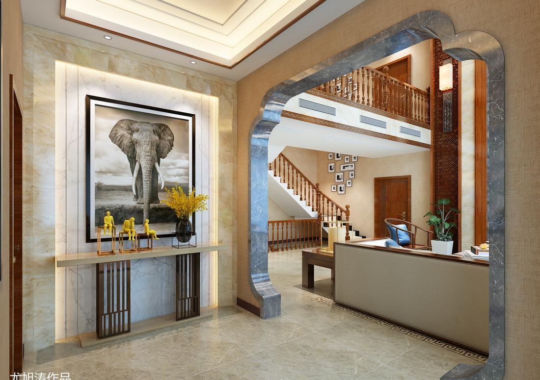 中式别墅二层复式设计 | 餐厅与客厅的雅致空间-0