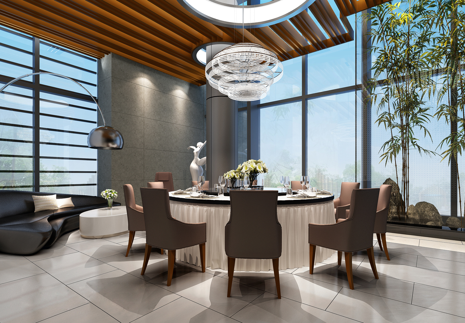 餐厅设计效果图中餐厅餐厅包间包房小吃店面馆工业主题餐厅-9-9