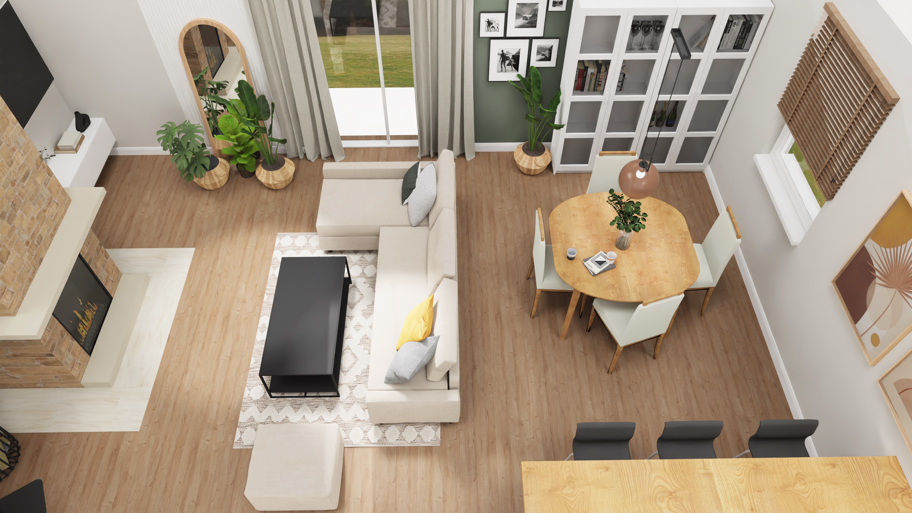 Projekt salonu z jadalnią w domu jednorodzinnym-7