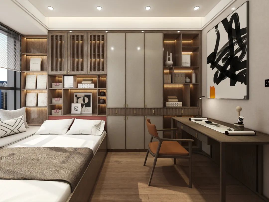 仁豪全案 | 200㎡现代新中式《东方水墨》全屋全案设计，美到骨子里的深沉与优雅！-77