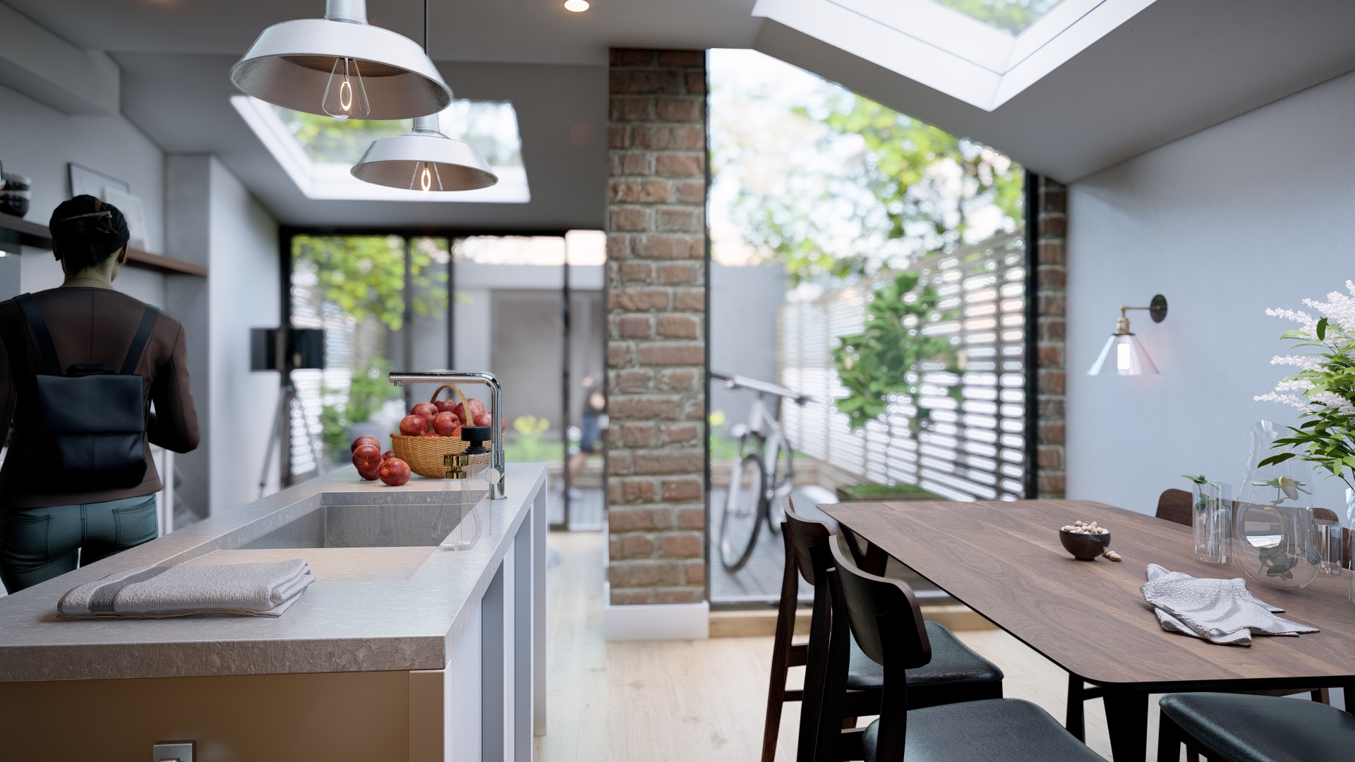 تصميم داخلي لمطبخ مع باكيارد لفيللا بالسعودية-8