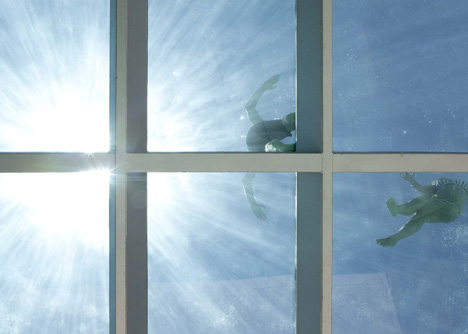 Wiel Arets' Jellyfish House has an elevated pool with a glass floor-40