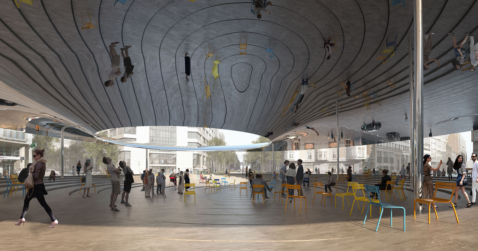 COBE + BRUTs Reflective Pavilion Wins Competition for New EU Entrance Plaza in Brussels-3