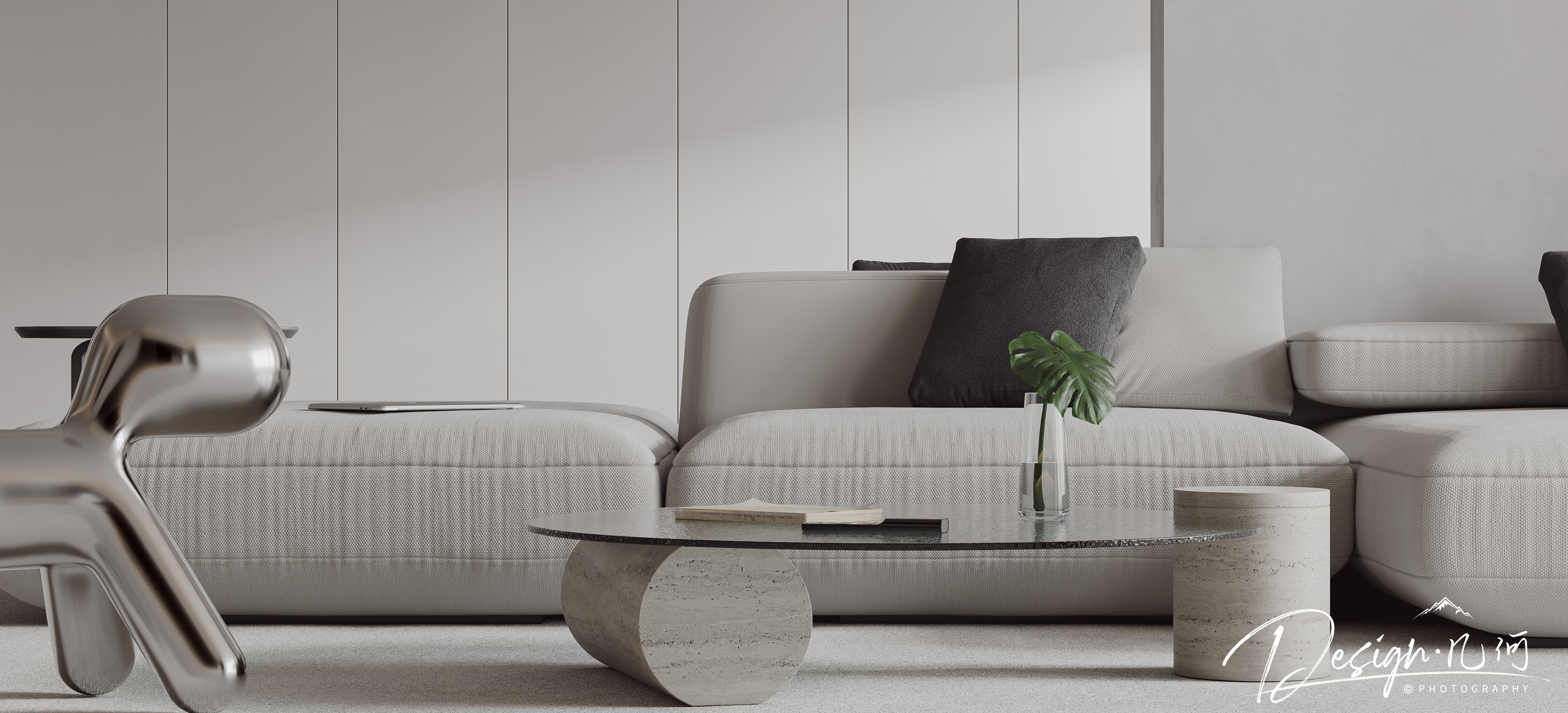 几何空间视觉表现 | 华润瑞府现代极简纯色客餐厅-16