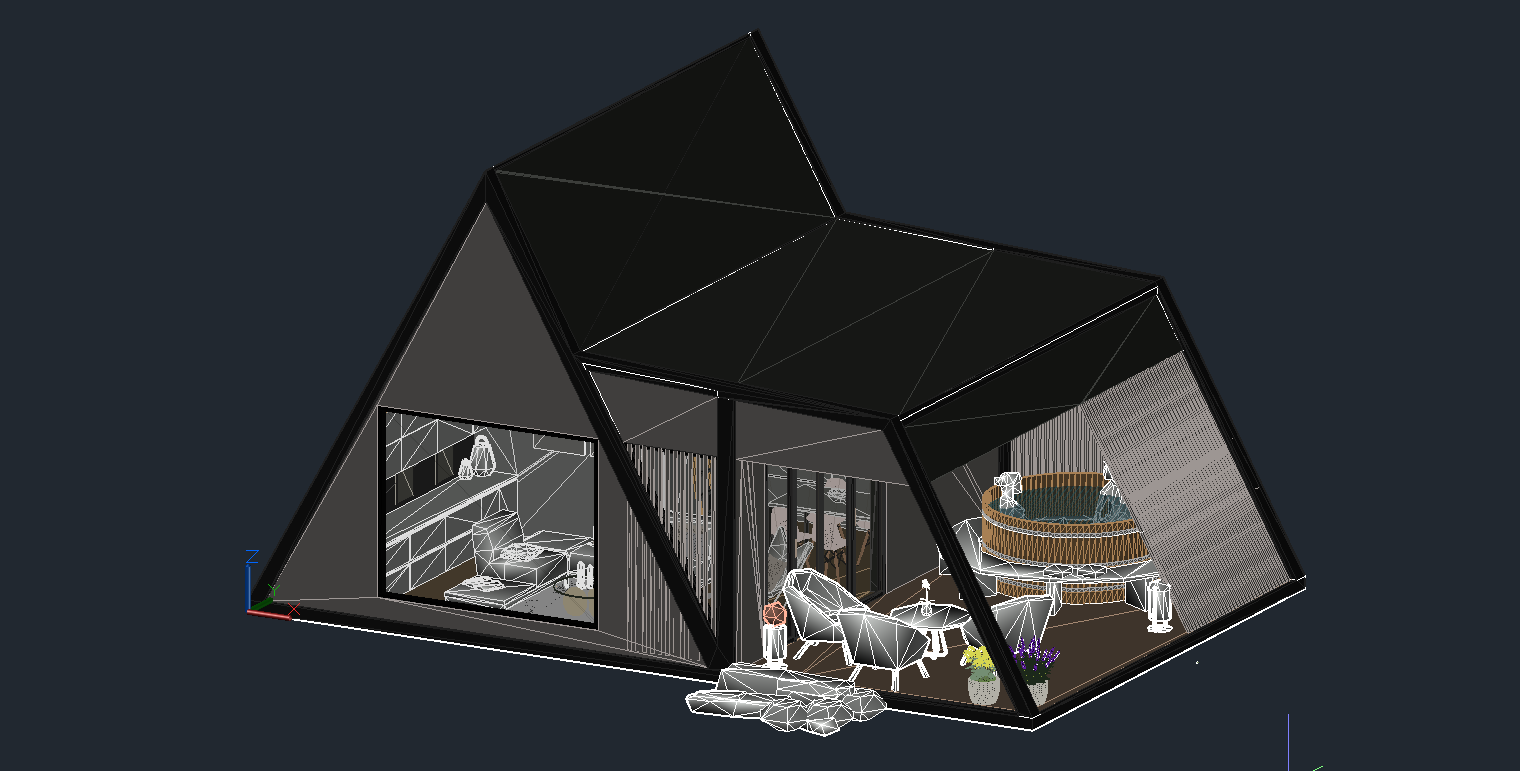 Modern A-frame house w fireplace and hot tube-11