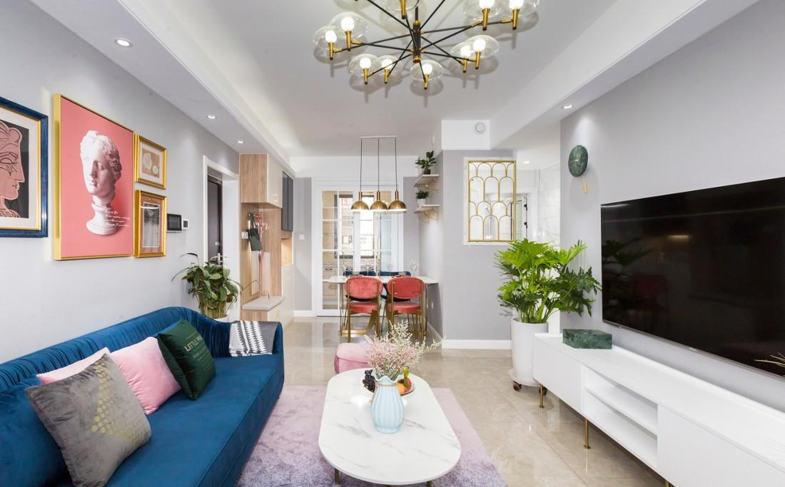 98 平米现代轻奢四房改造,设计师用心打造蓝粉主题空间-29