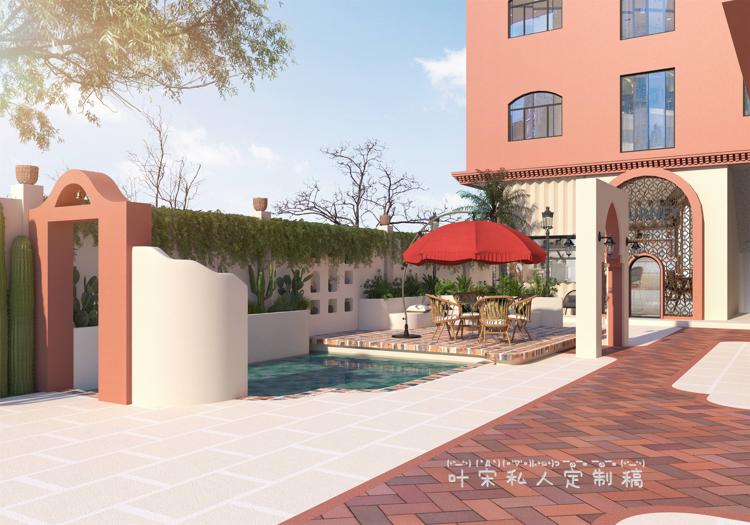 室外庭院丨鸟瞰+透视-5