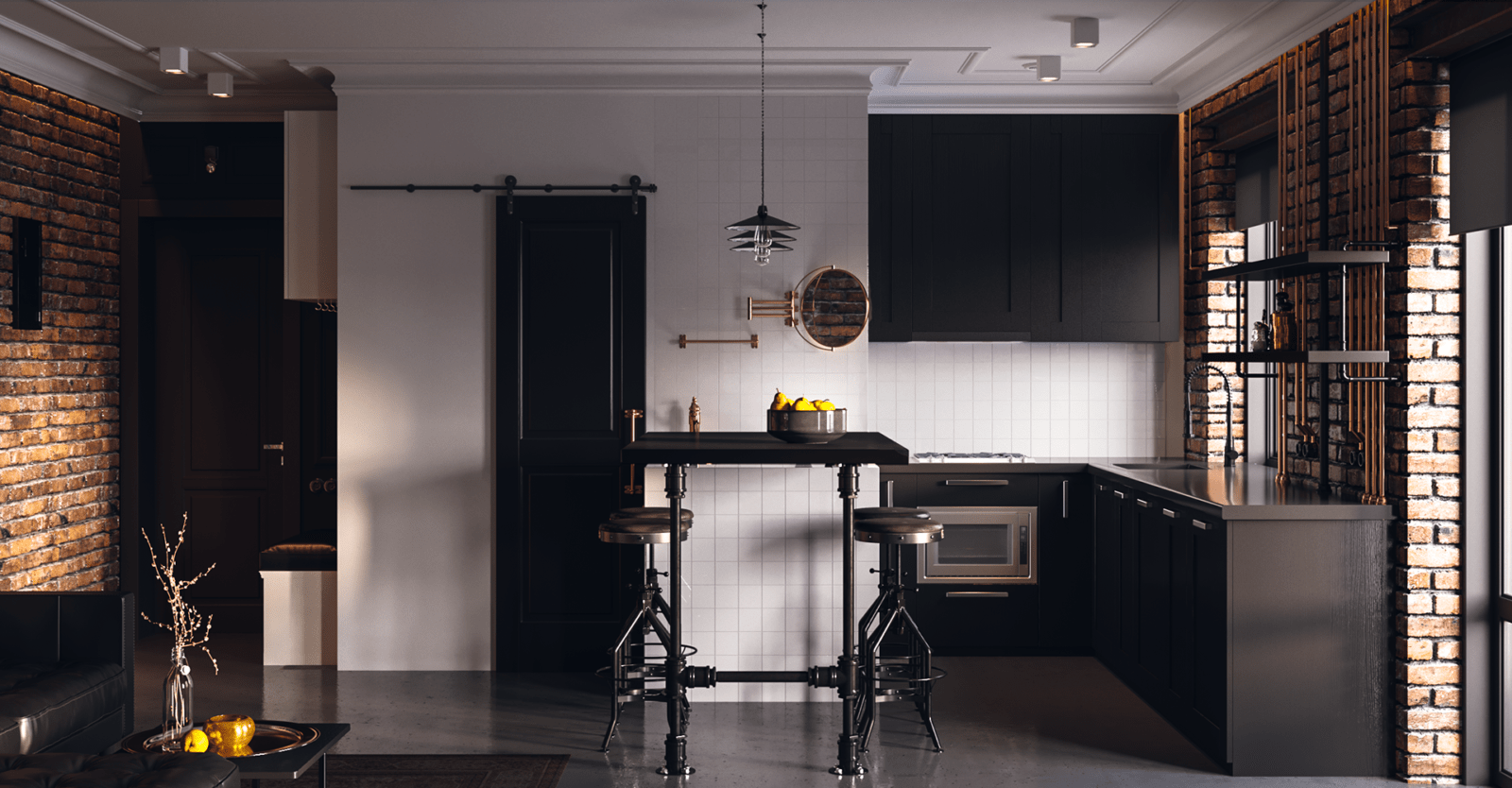 46平工业风单身公寓室内设计丨俄罗斯圣彼得堡丨Dmitry Moshkov-8