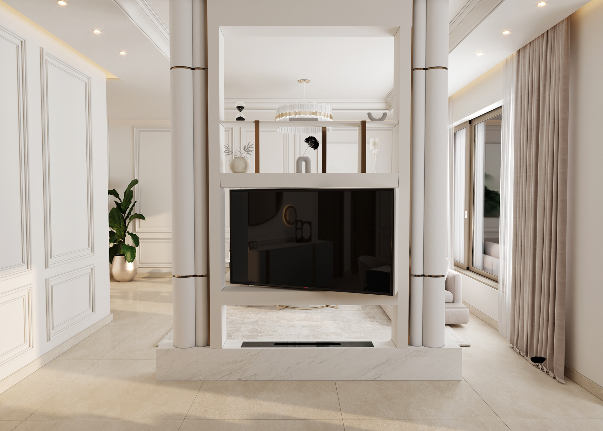 新古典主义客厅与餐厅-1