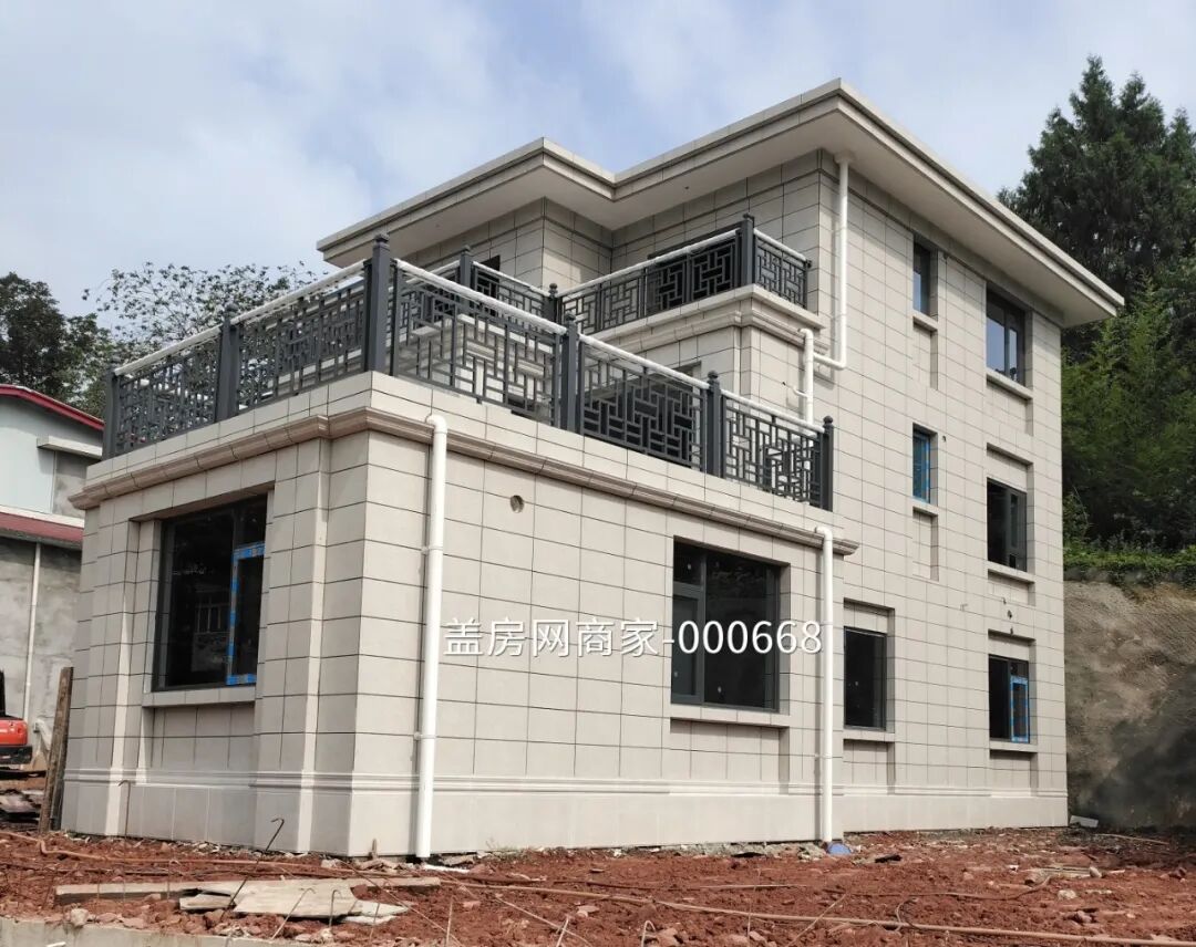 【施工队案例】四川省资阳市简阳市三层新中式别墅施工-12