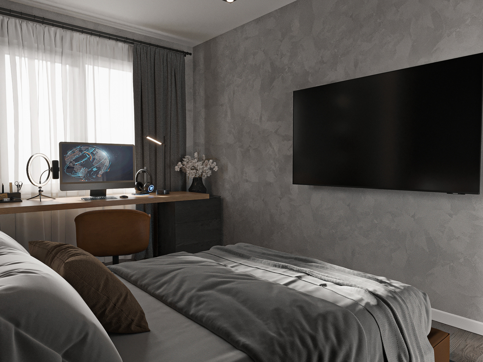 Дизайн детской спальни, в тёмных тонах для подростка-4