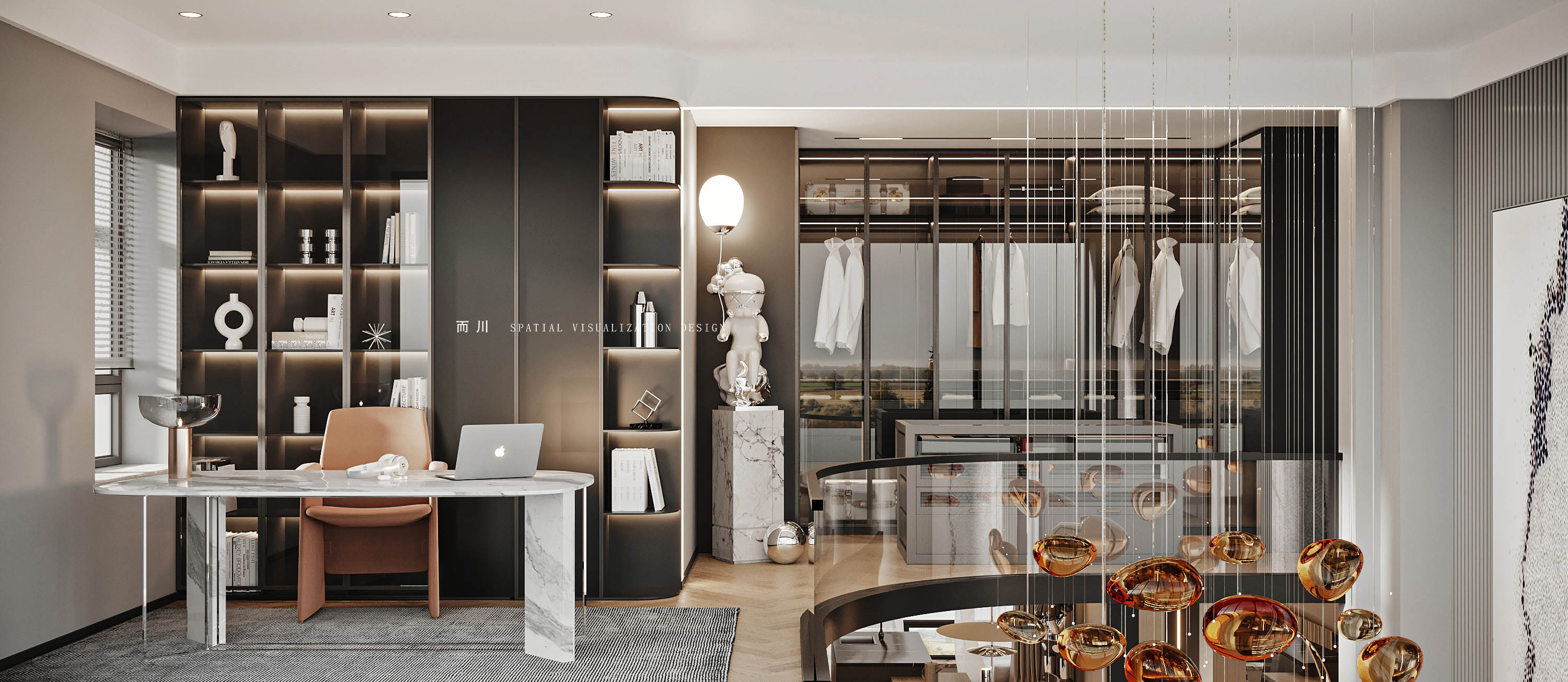 现代意式榻榻米卧室设计丨而川空间可视化工作室-10