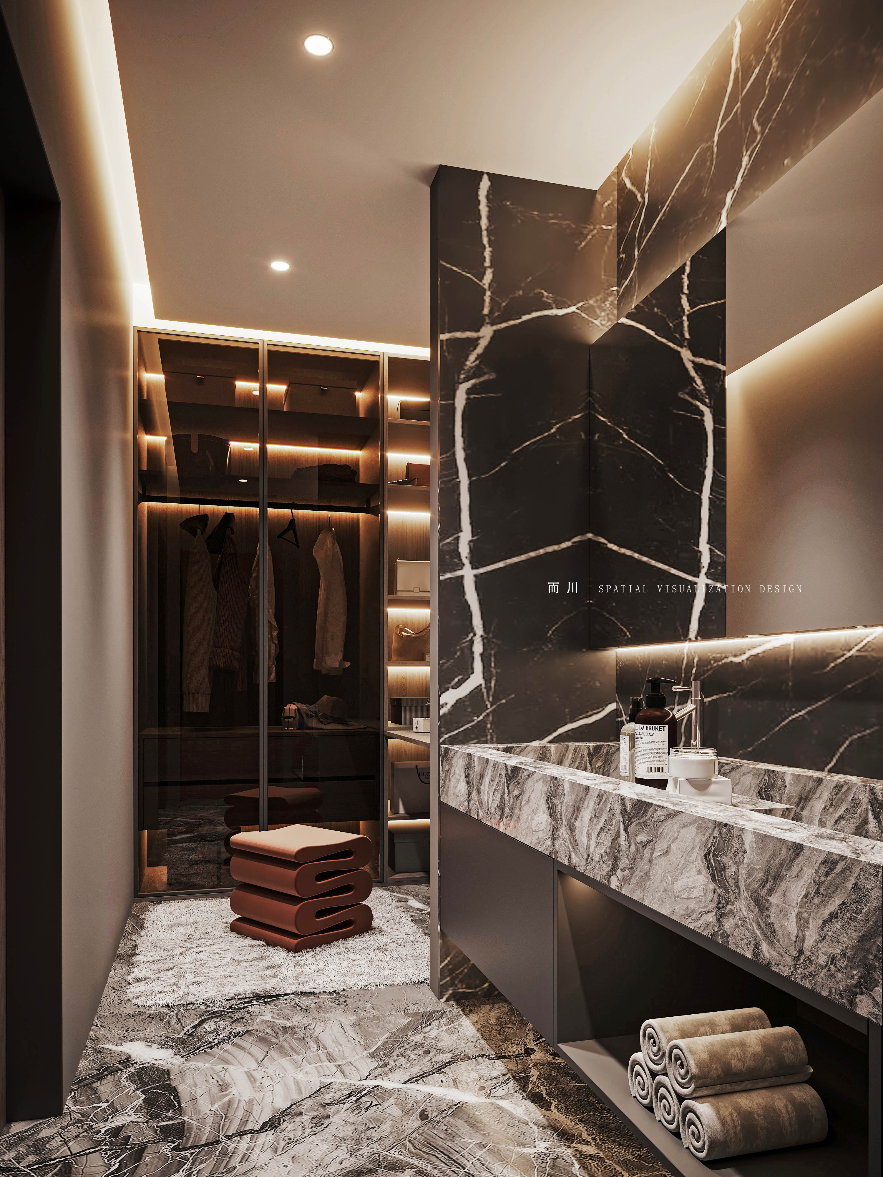 现代意式榻榻米卧室设计丨而川空间可视化工作室-19