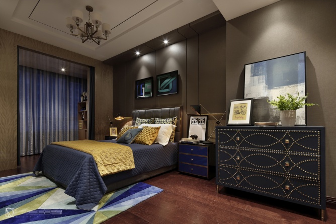 郑州新东润泰和港式样板间︱几何空间设计-24