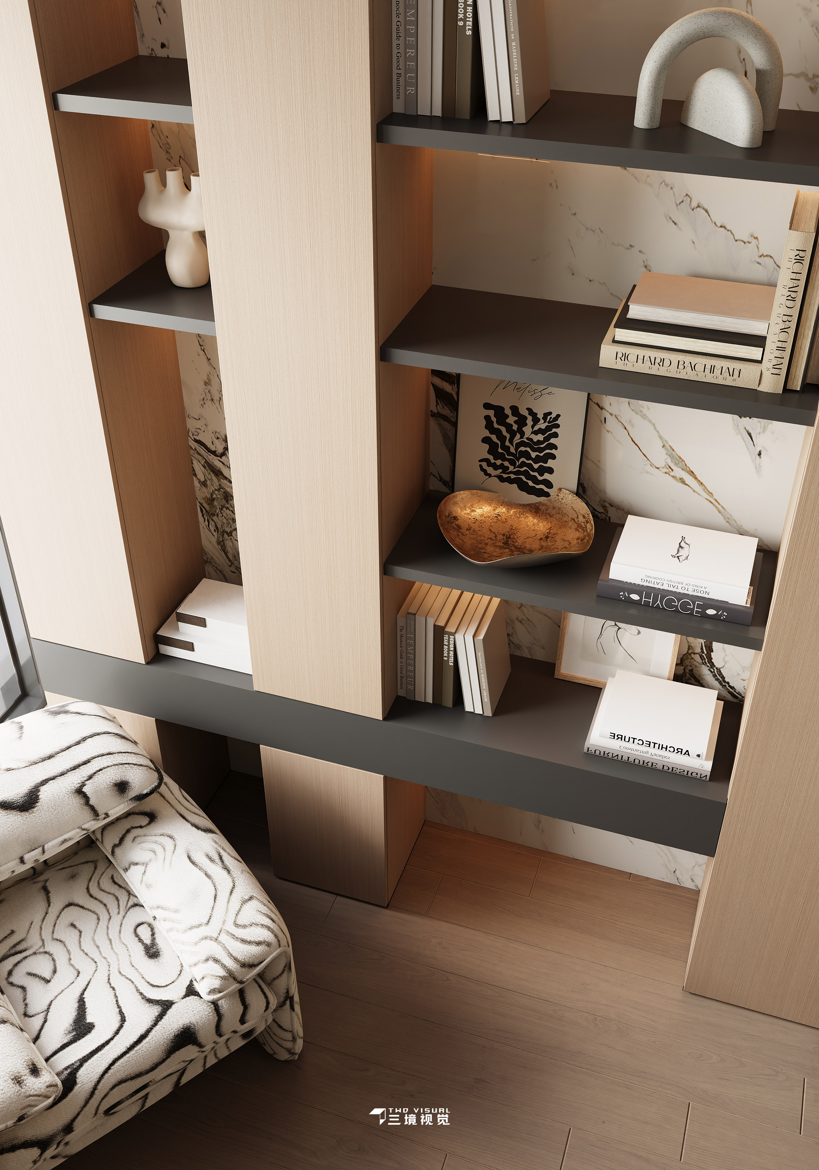 住宅-原木现代风客厅卧室设计-12