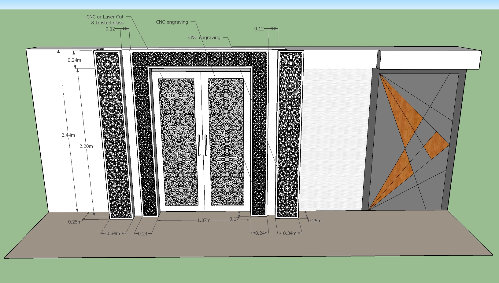 Islamic design sliding kitchen door-3