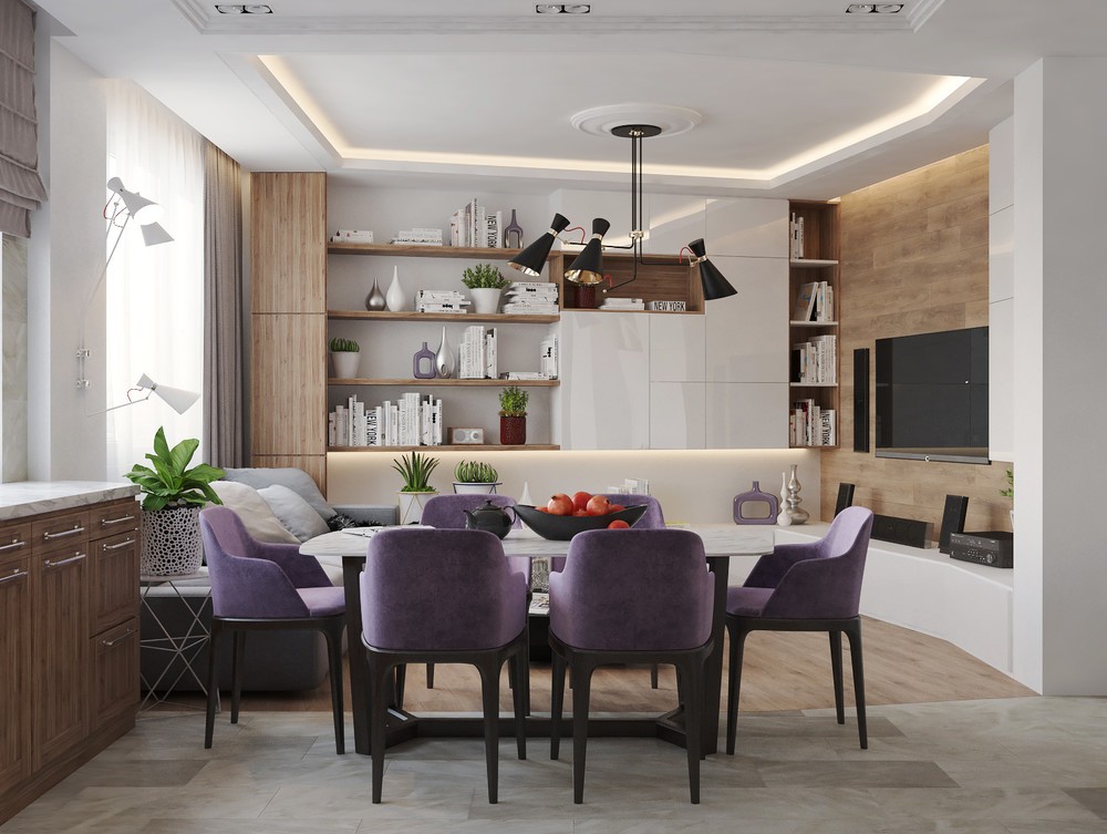27㎡客厅,厨房和餐厅一体化空间设计丨设计师 Евгений Глазов-10