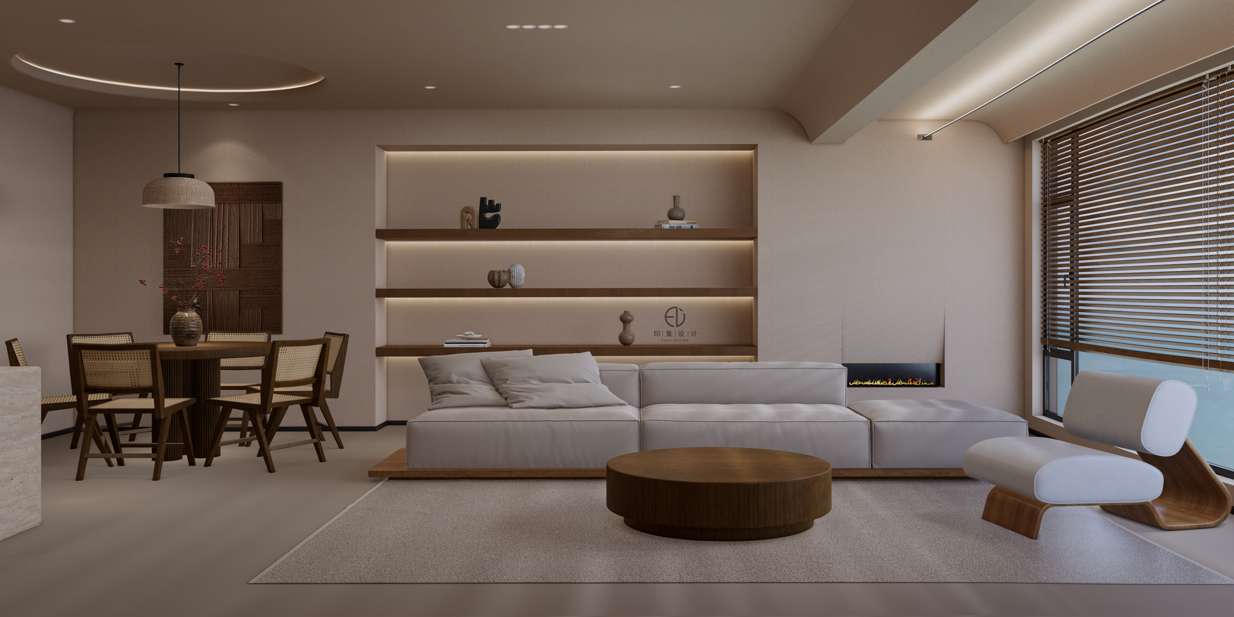 150㎡黑胡桃侘寂风：隐于时光的自然之美-1