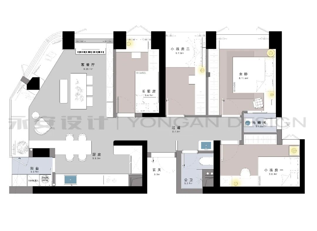 永安实景丨东海富汇豪庭107m²【设计让非常规空间重新涅槃】-40