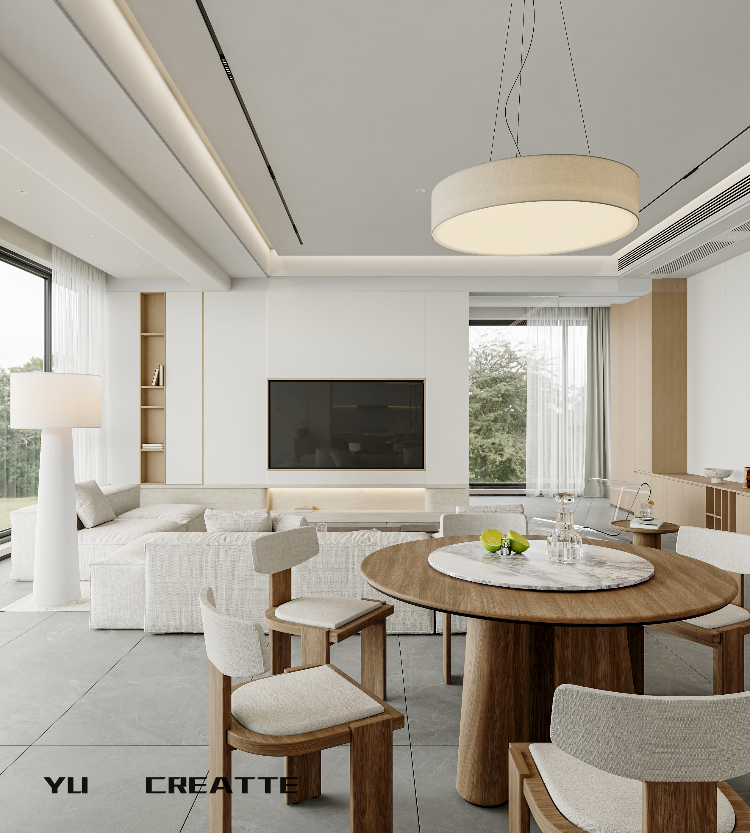 现代原木风客餐厅主人房丨近期表现-0