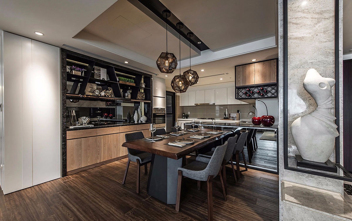 99m²暖色层次简约宅 | 玩味木与石的张静峰设计-5