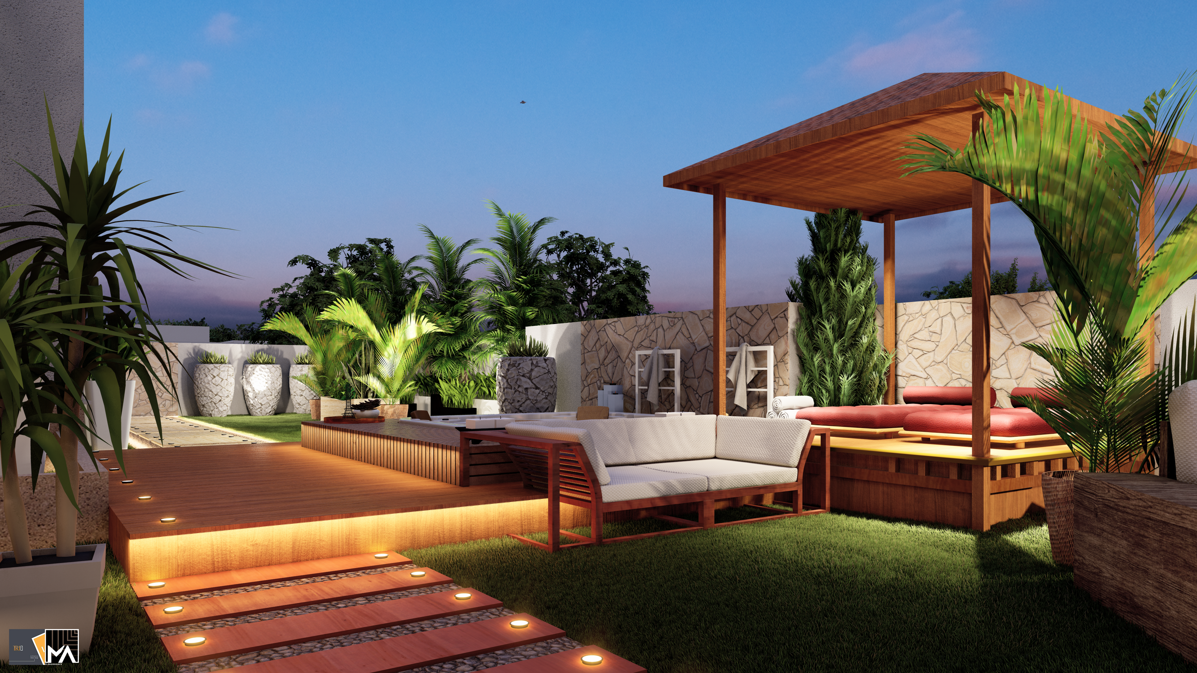 屋顶景观别墅棕榈山丨TRIO INTERIORS-17