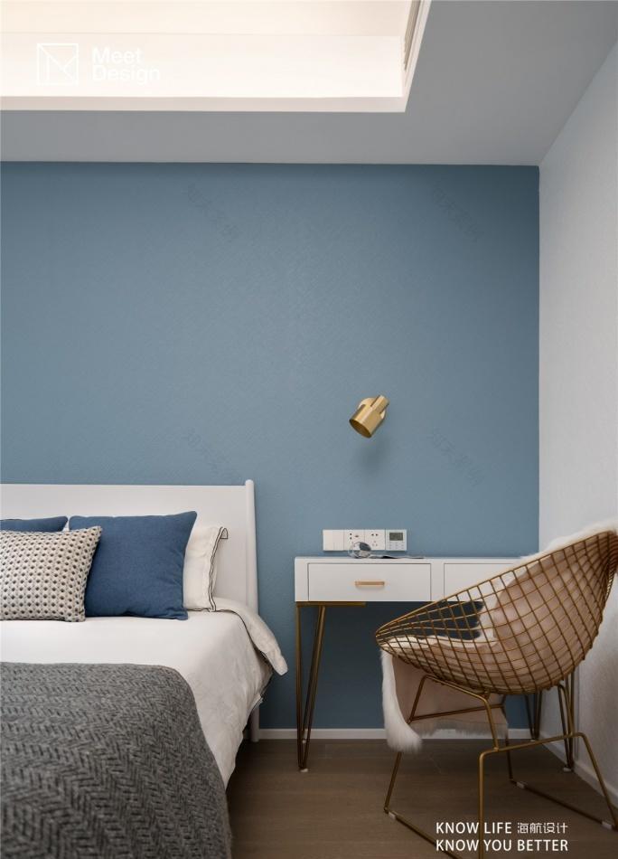 学区房变清新北欧居,蓝色元素打造个性空间-14