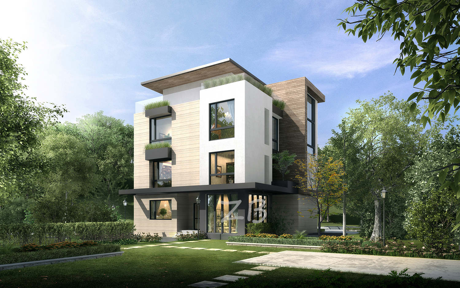 别墅自建房室外设计效果图-7