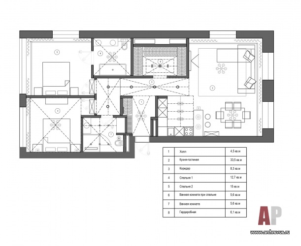 莫斯科“沙皇广场”小区带大露台三居室公寓设计丨俄罗斯莫斯科丨菲拉托娃·叶夫根尼娅-36