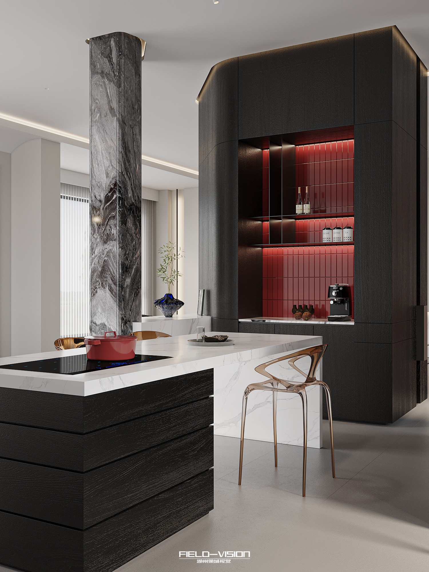 Corona渲染作品┃现代厨房-0