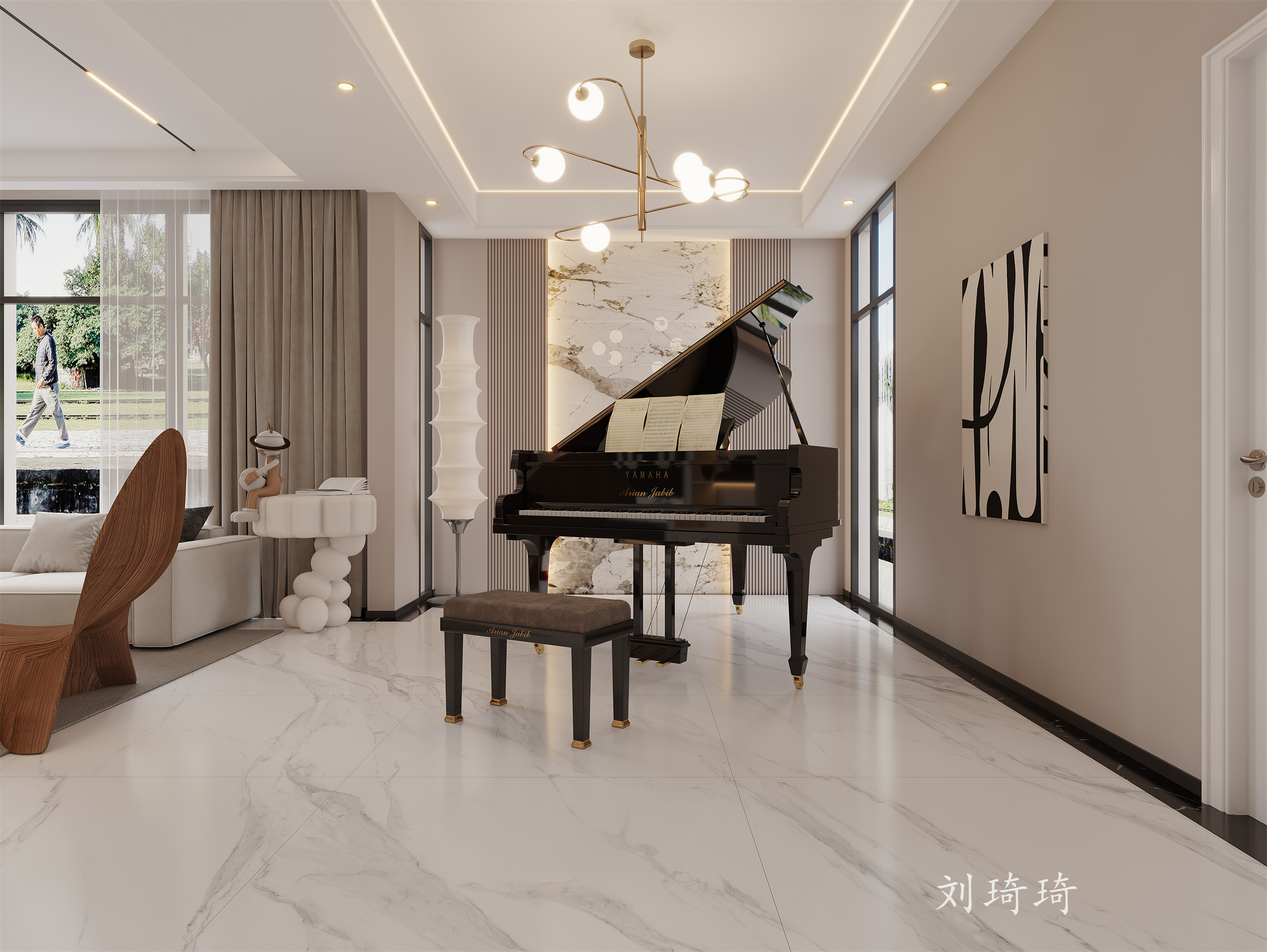 奶油风别墅|一份婉约和柔美-5