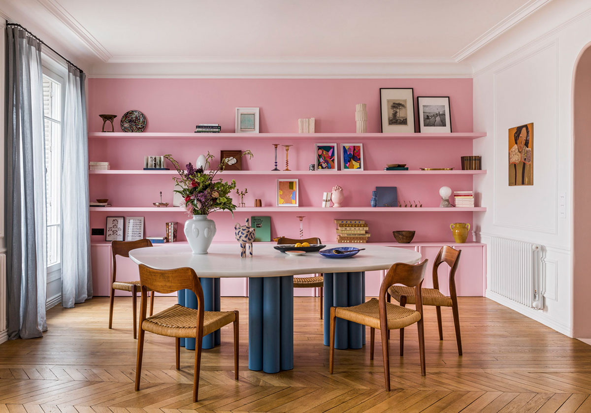 巴黎优雅公寓的粉色大胆设计-1
