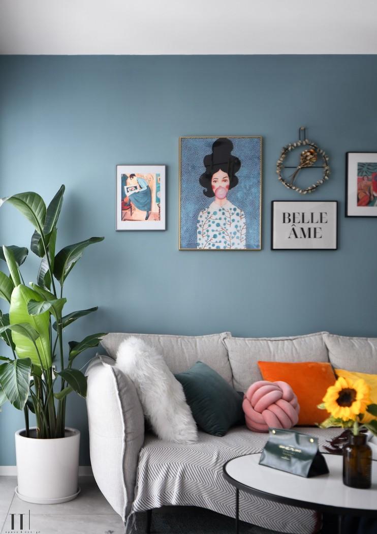 58 平米二手房重装 | 灰蓝茱萸粉的温馨小窝-12