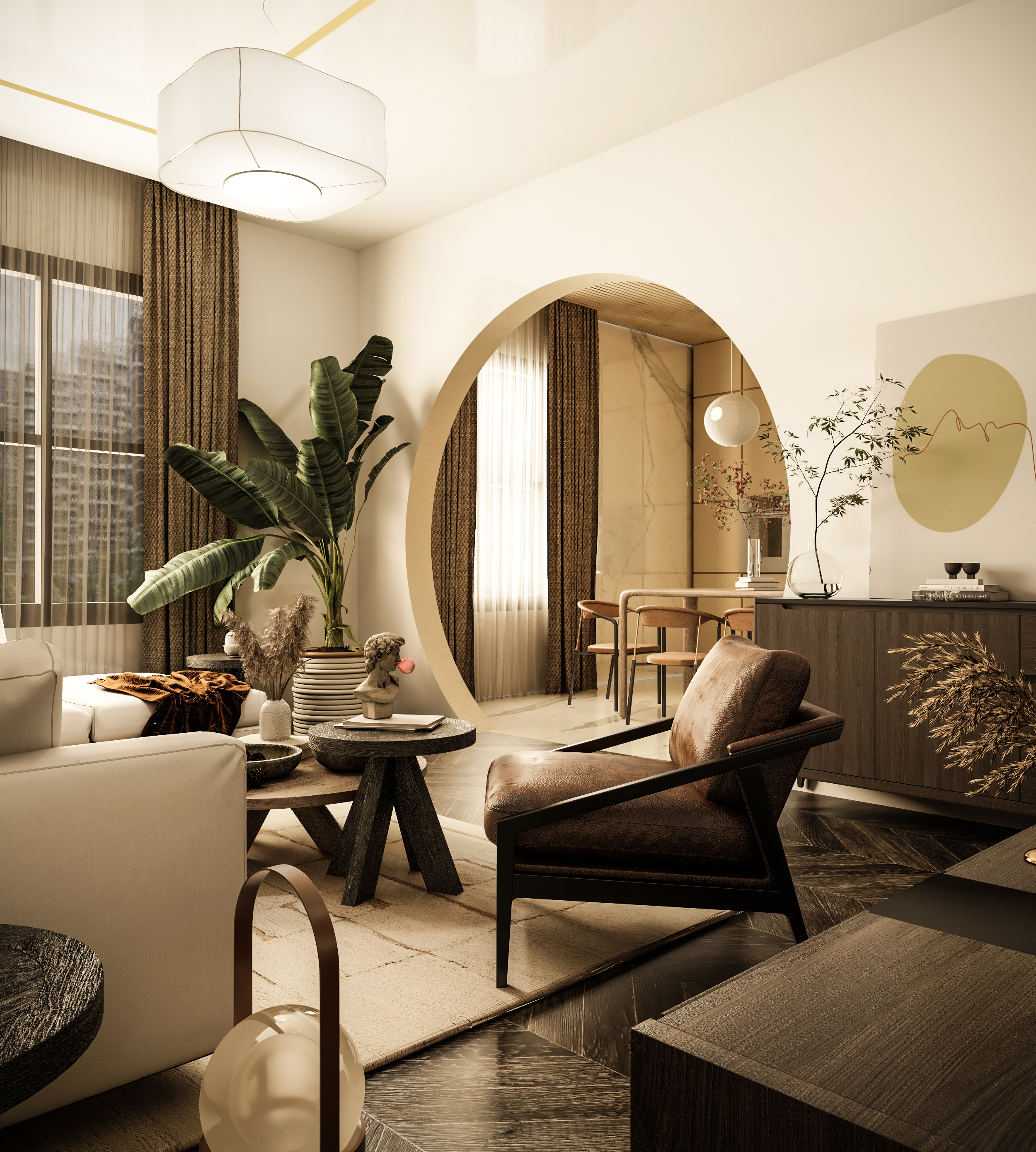 Scandnivian living room with kitchen-2