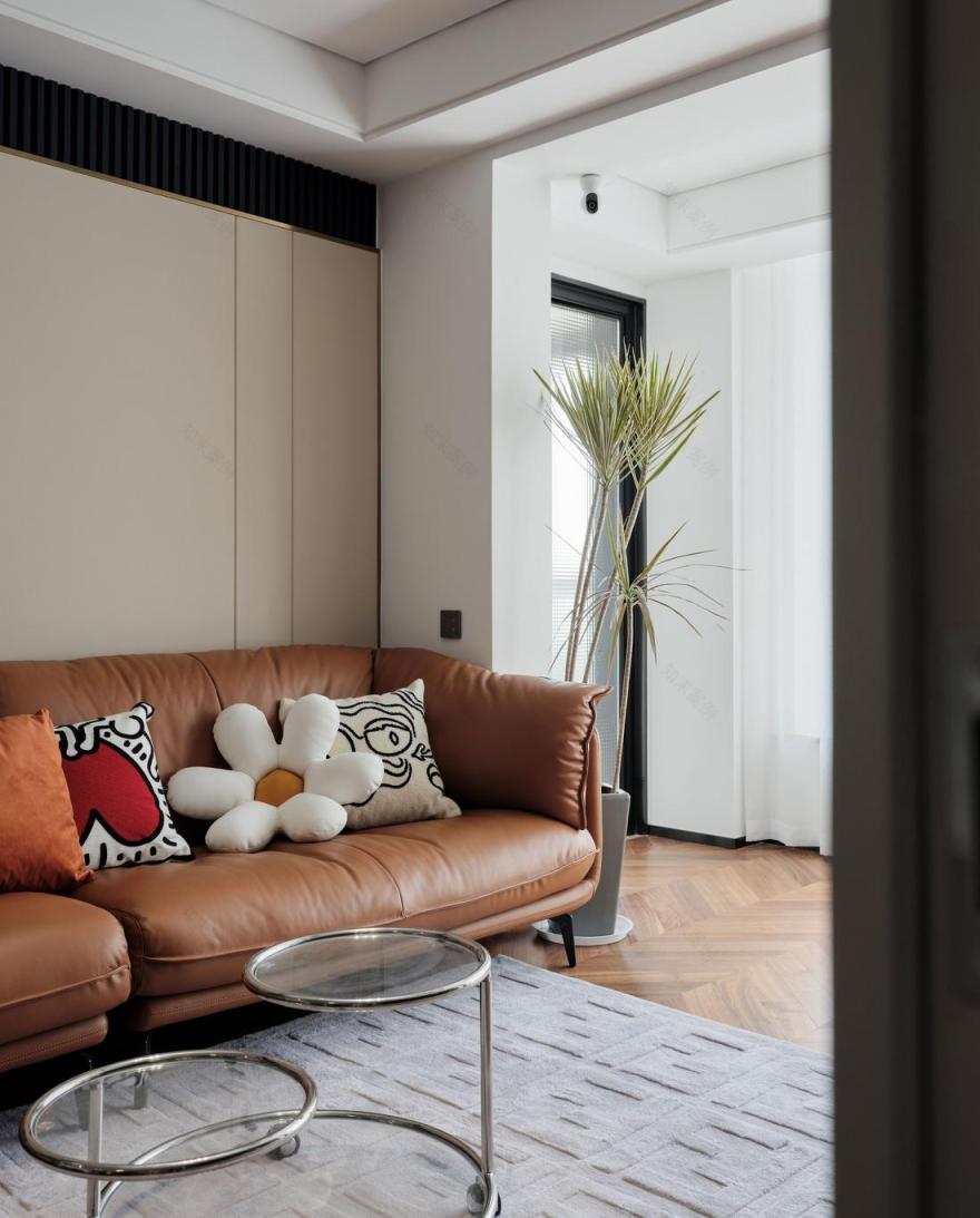 黛蓝与橙时尚个性舒适空间设计-8