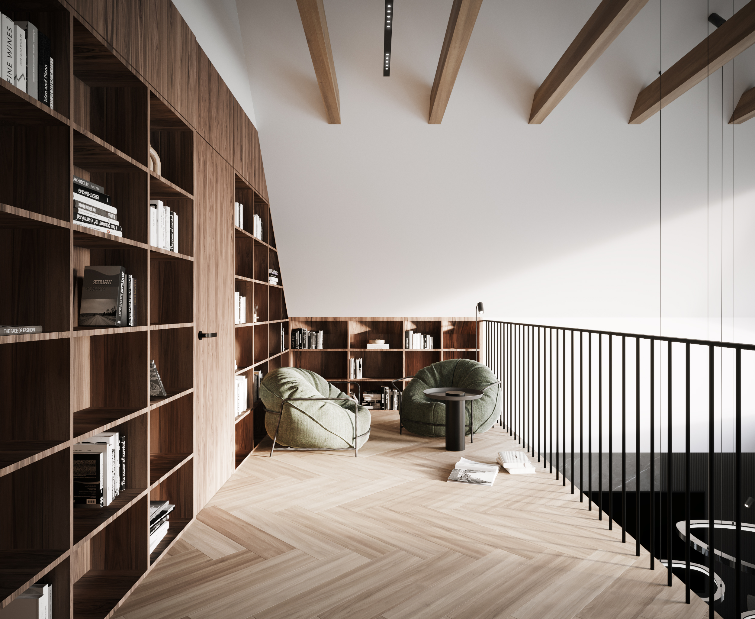 Upstairs hallway | Home library-1