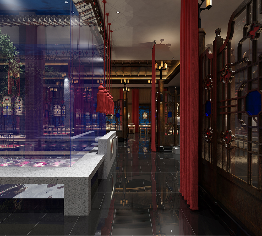 餐厅设计效果图中餐厅餐厅包间包房小吃店面馆工业主题餐厅-16