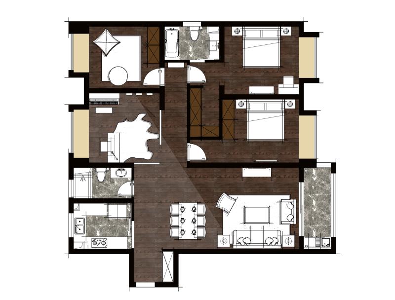 万科御桥海奇 158 平美式 Artdeco 精装案例解读-11