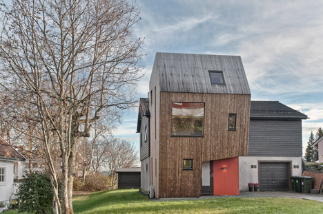 TYIN Tegnestue's lopsided house extension creates extra space upstairs-5