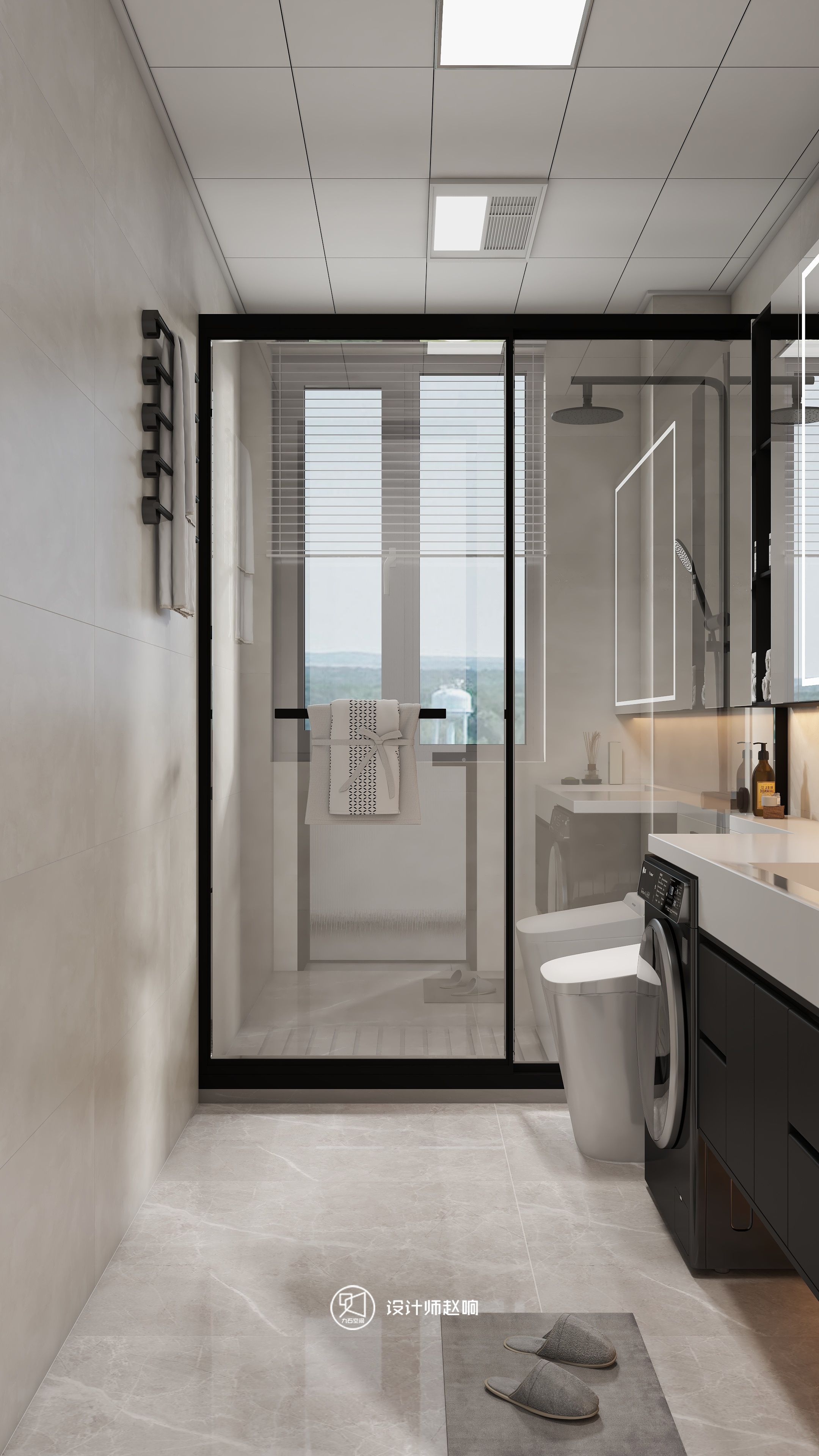 135㎡黑白灰风格住宅设计-44